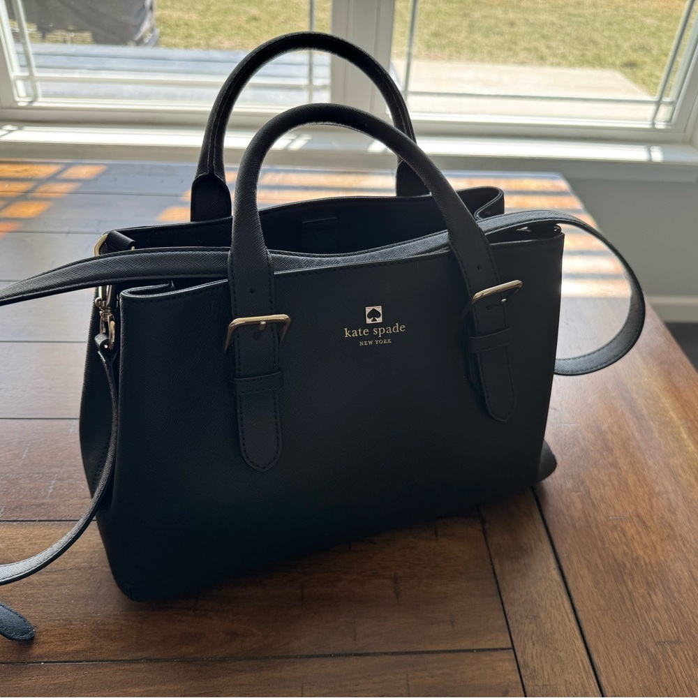 Kate Spade Black Leather Tote Bag - gently used